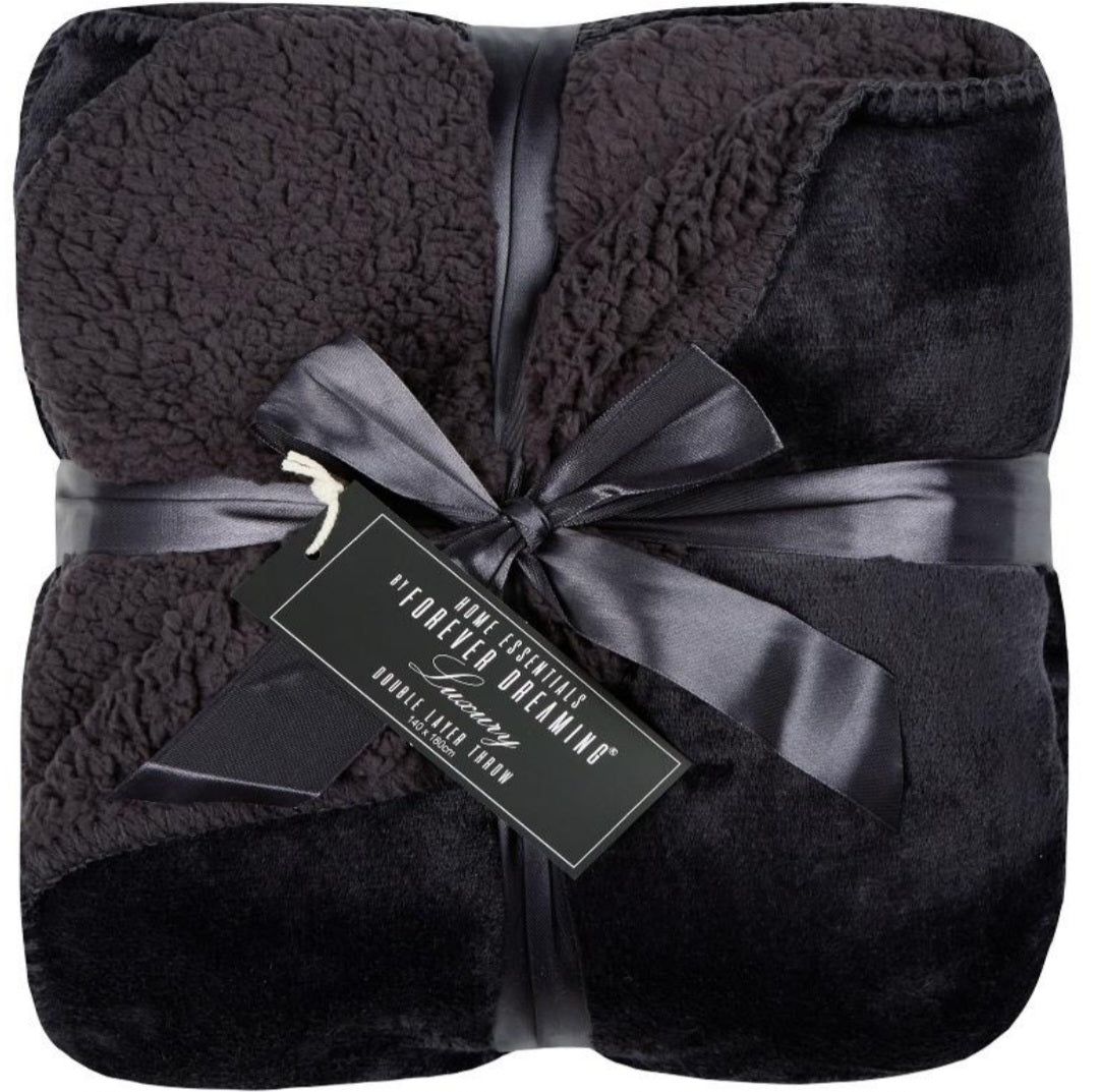 Double Layer Sherpa Fleece Flannel Throw 140cm x 180cm